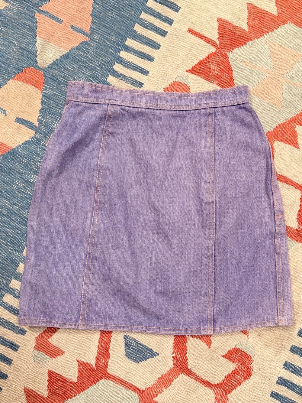 1970s Vintage Lavender Denim Mini Skirt with Front Zipper - Picture 2 of 5
